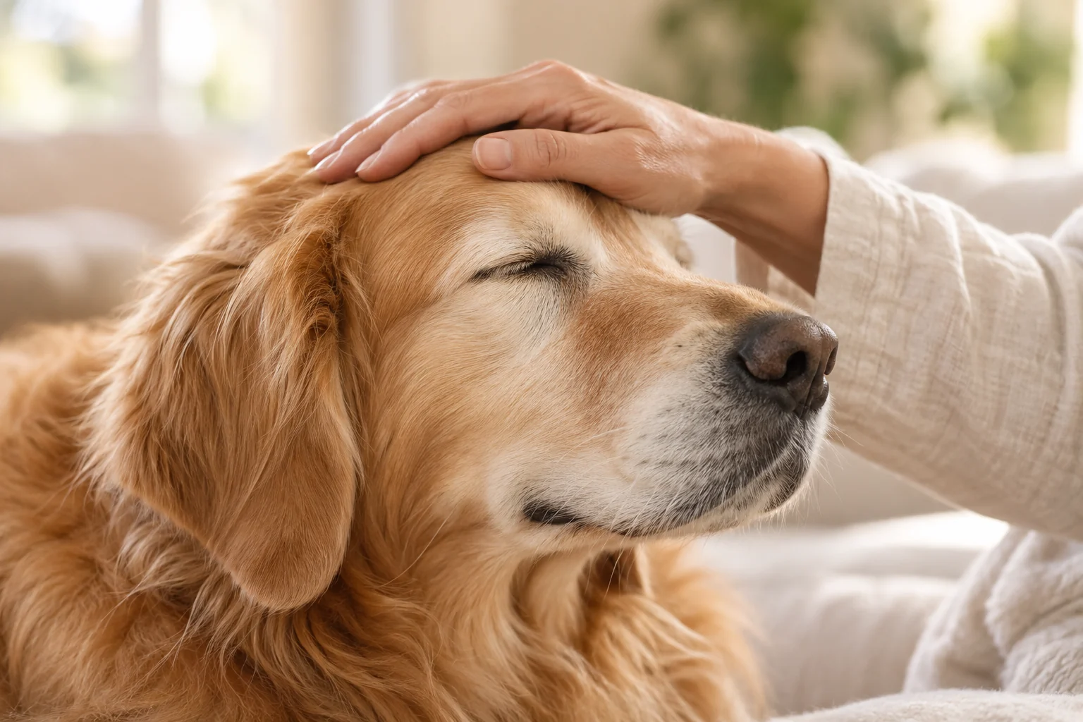 A pet parent sharing a quiet outdoor moment with their dog